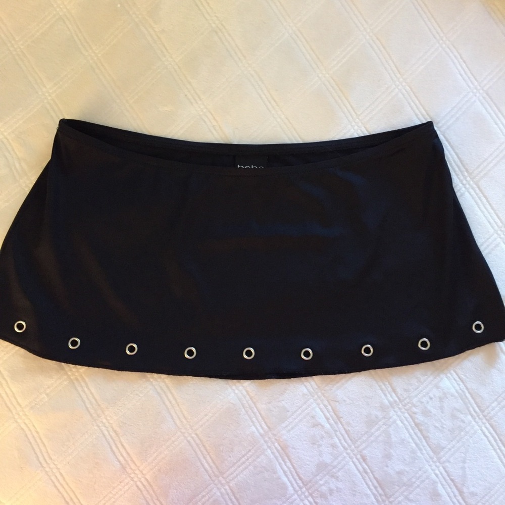 Bebe Swim Mini-Skirt Cover Up Black w/ Grommets